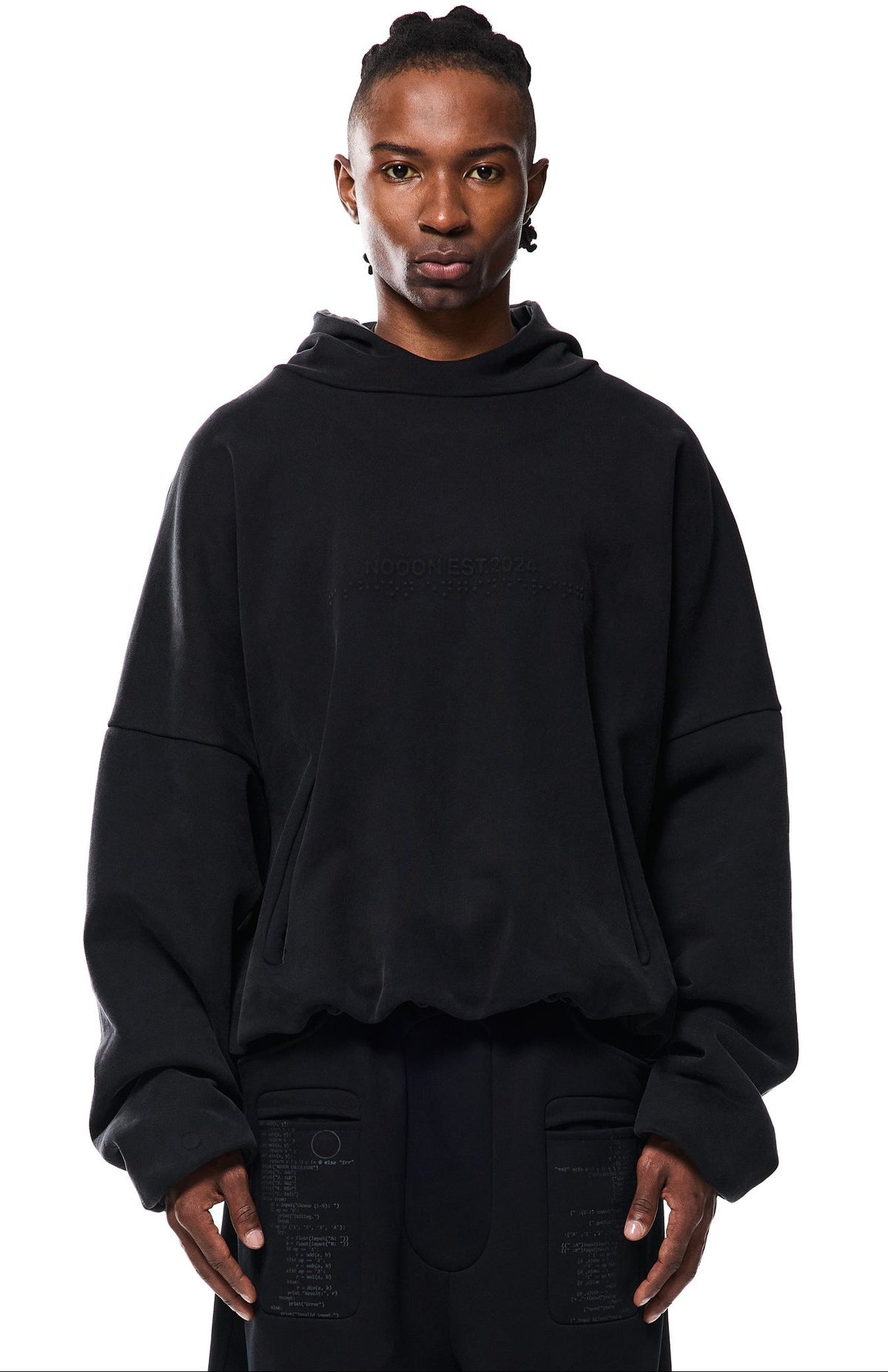 NOOON EMBOSSED HOODIE — side view