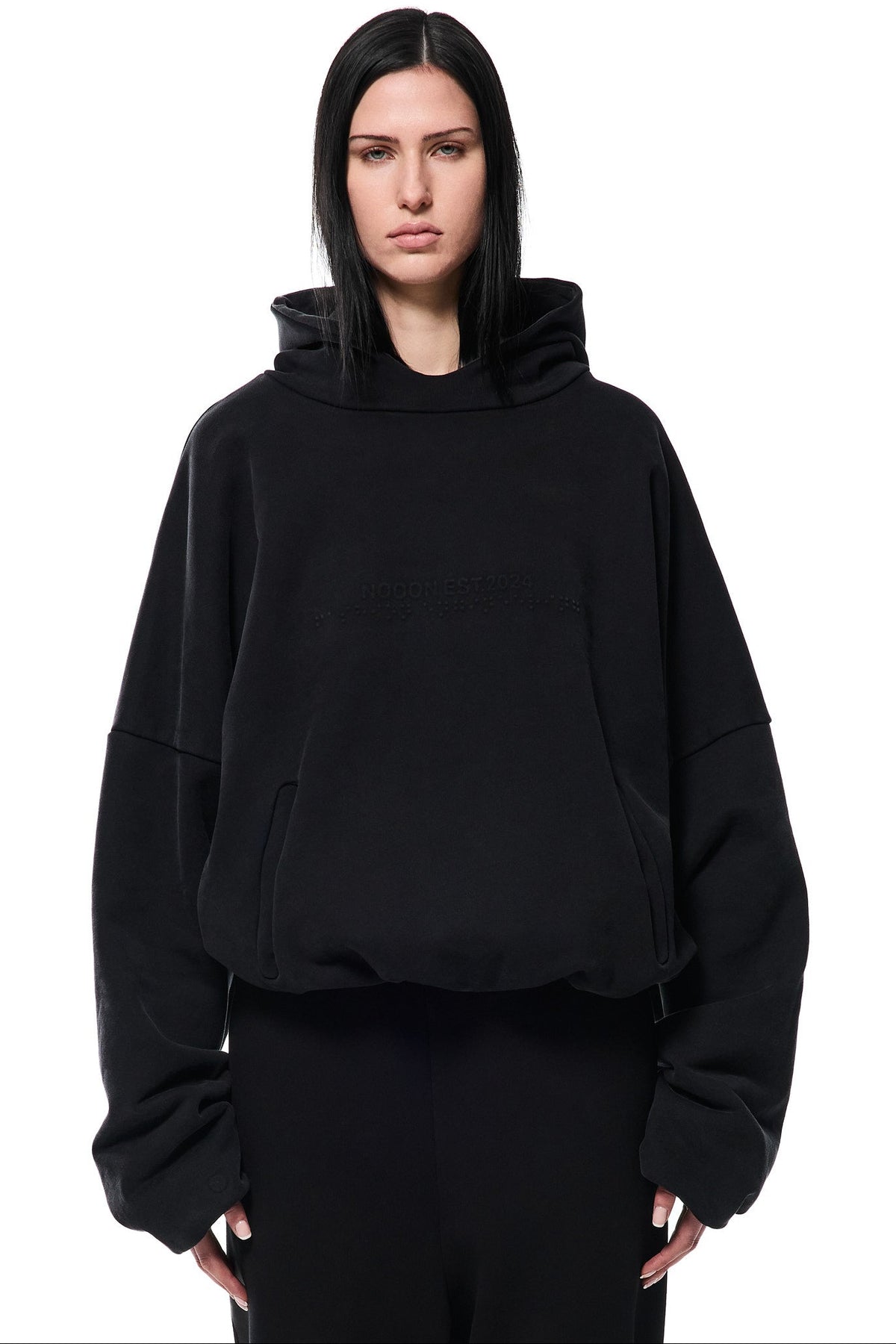 NOOON EMBOSSED HOODIE — back view