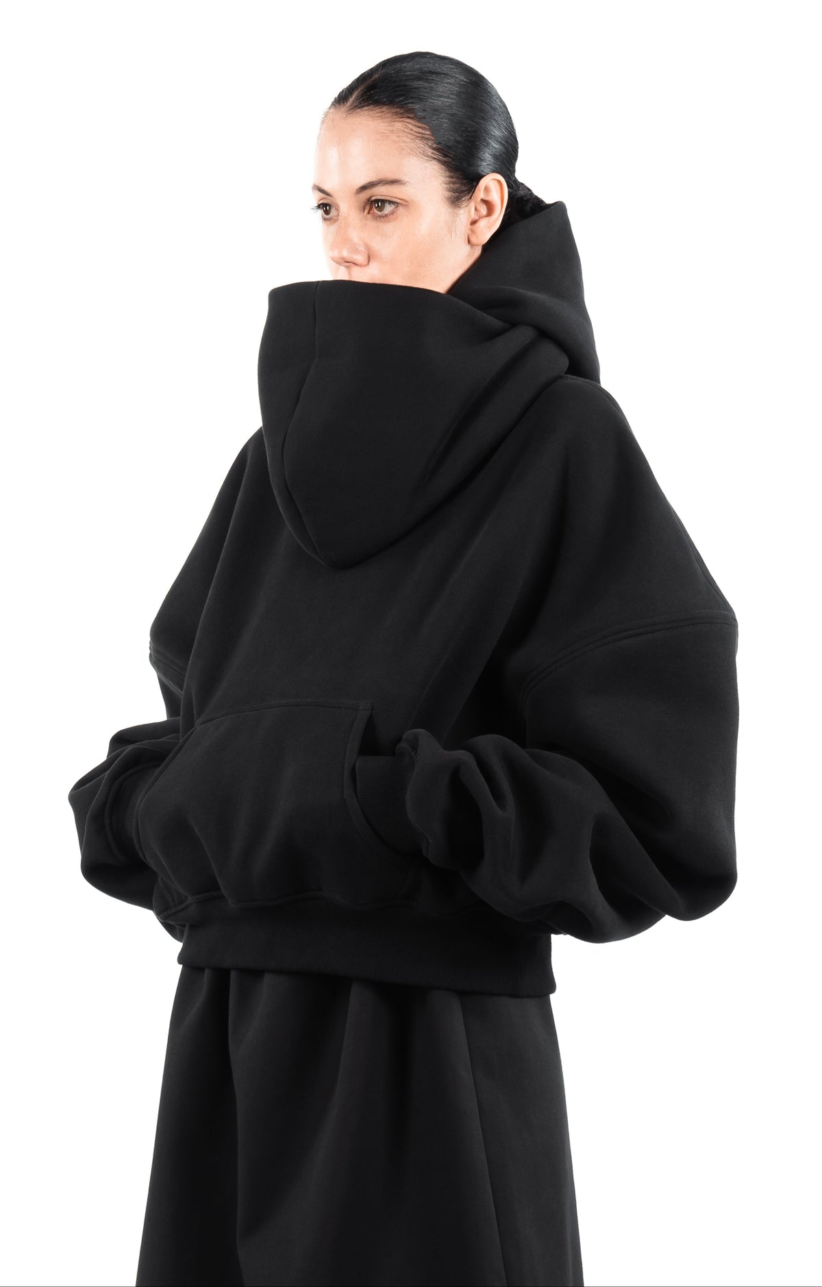 NOOON DOUBLE HOOD HOODIE — back view